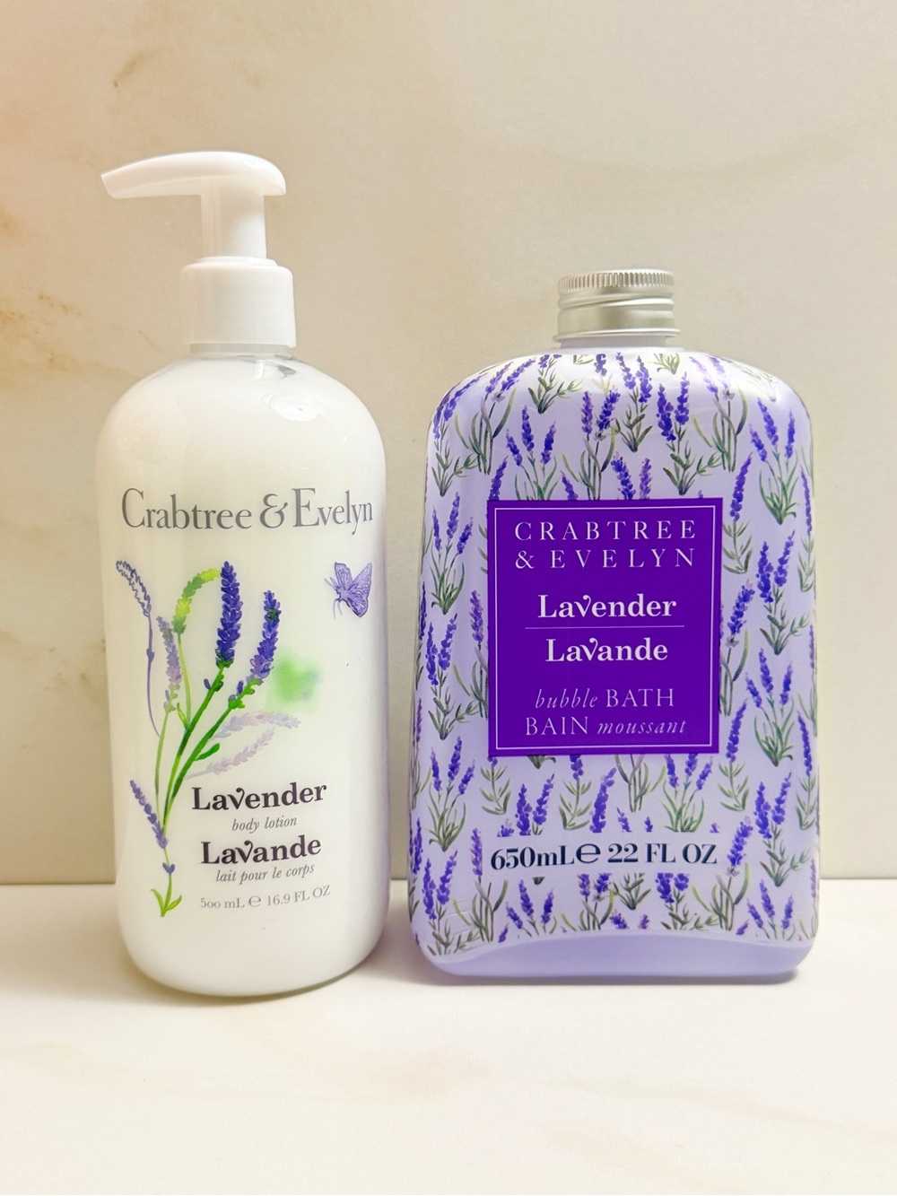 Crabtree & Evelyn Lavender Body Lotion and Bubble Bath - New